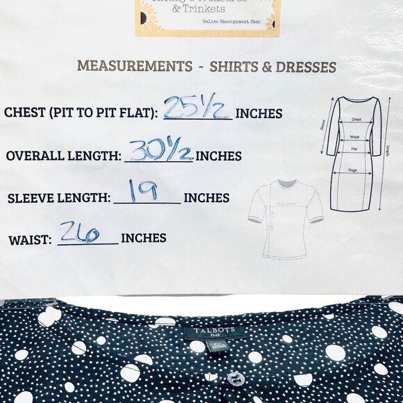 Talbots Plus Top Womens 2X Black White Polka Dot 3/4 Tie Sleeves EUC - Picture 9 of 9